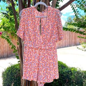 Free People Shorts Romper Multi colored print side zipper size 8
